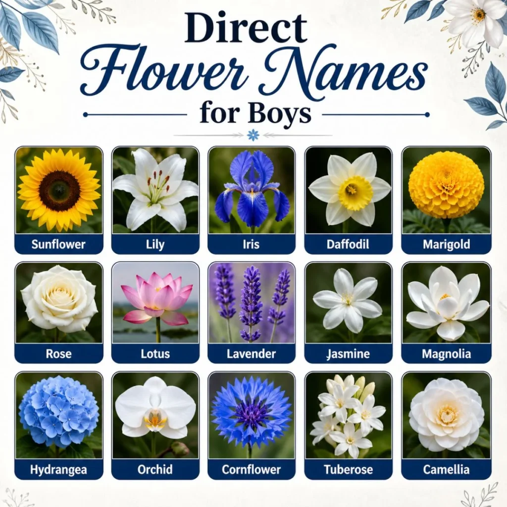 Direct Flower Names for Boys 🌻