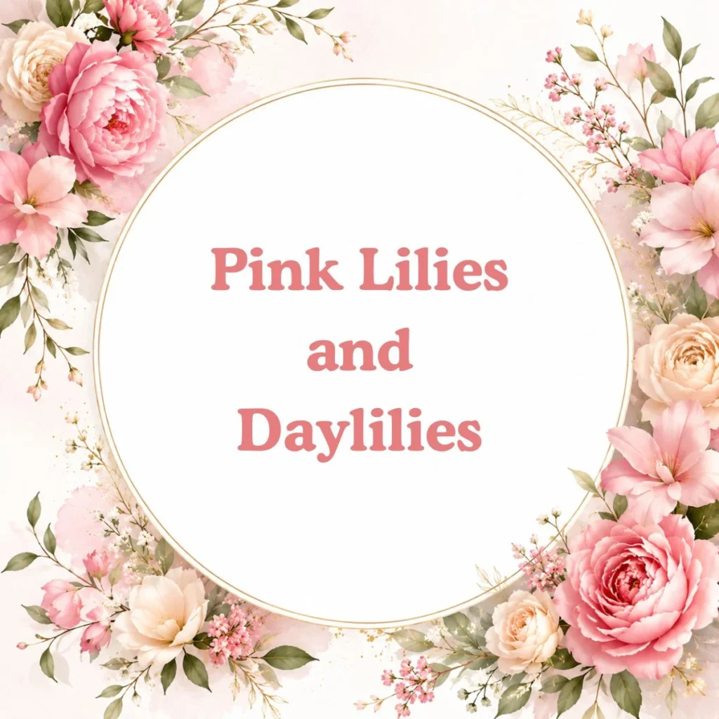 Pink Lilies and Daylilies