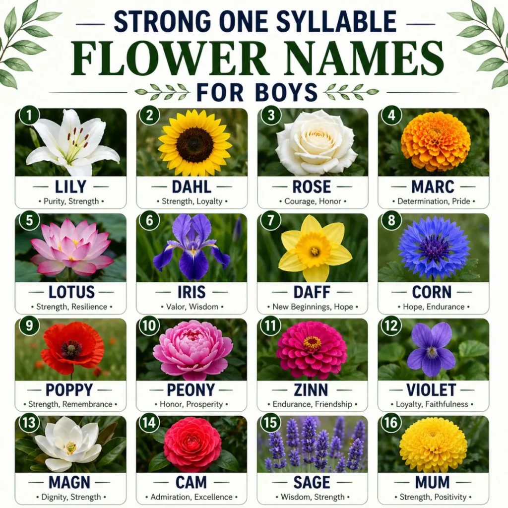 Strong One Syllable Flower Names for Boys