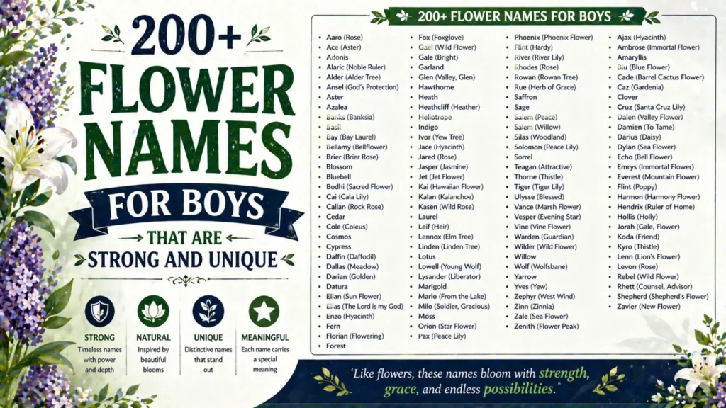 200+ Flower Names for Boys That Are Strong and Unique