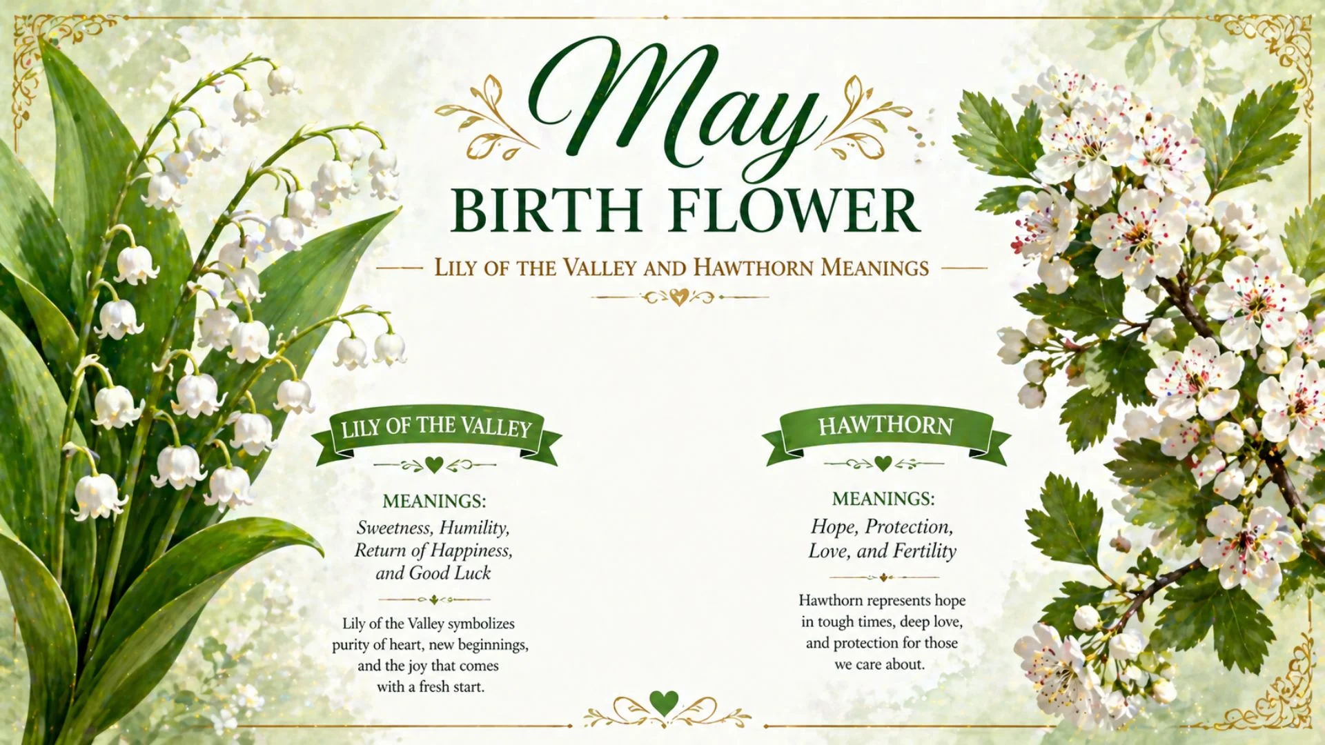 May Birth Flower Lily of the Valley and Hawthorn Meanings
