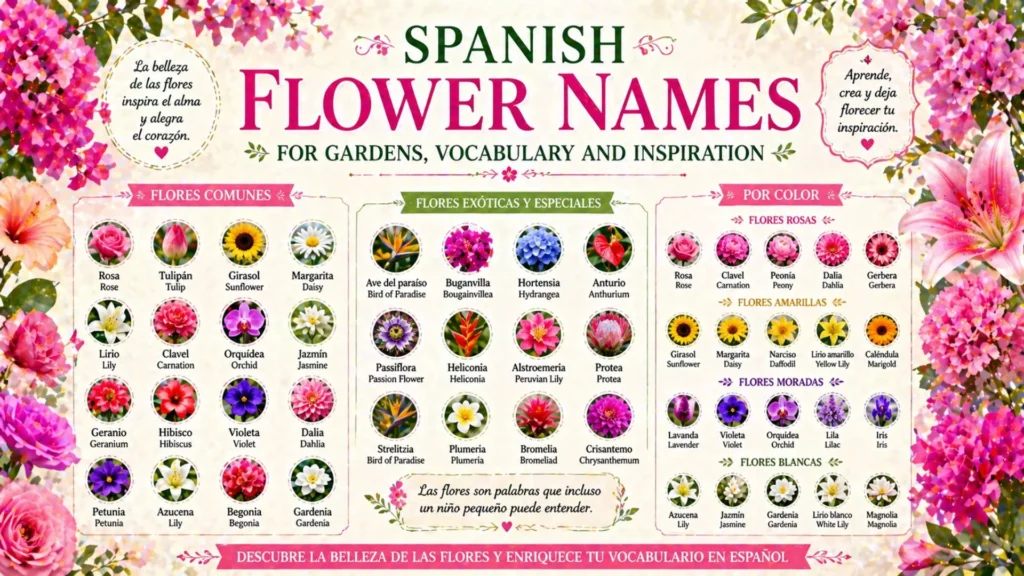 Spanish Flower Names for Gardens, Vocabulary and Inspiration