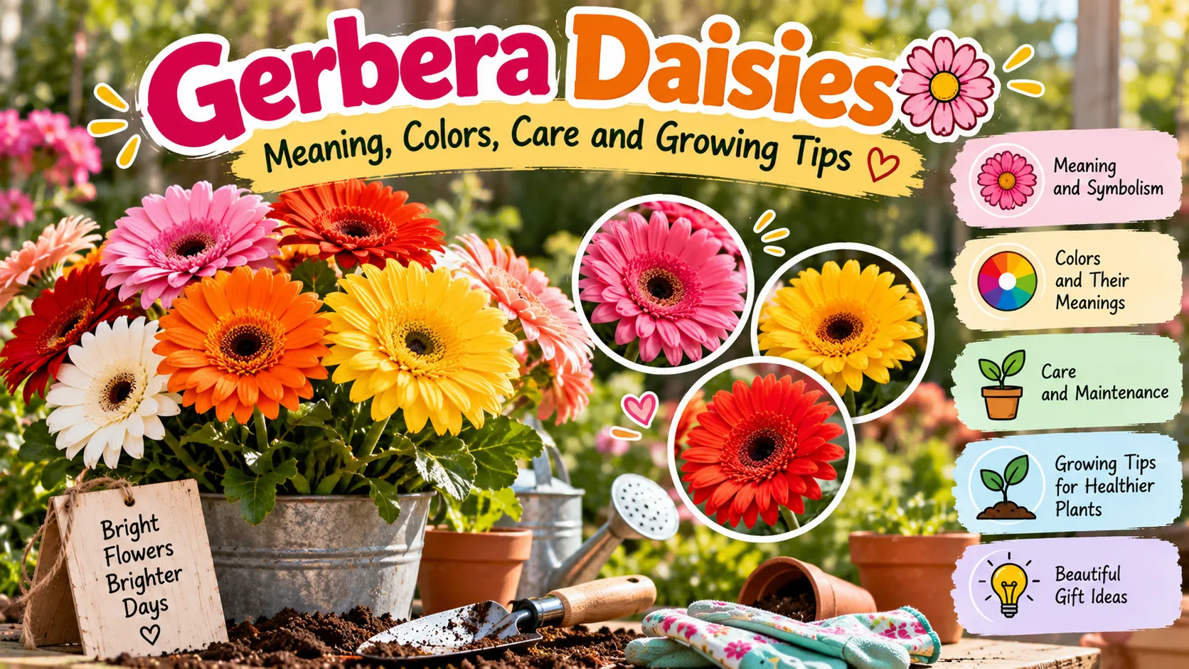 Gerbera Daisies: Meaning, Colors, Care and Growing Tips 🌼